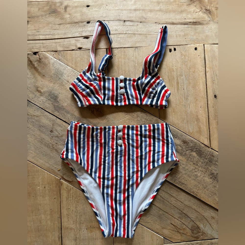 xhiliration red white and blue high waist bikini bottom size M